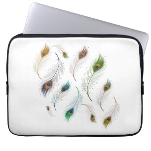 Colourful Realistic Peacock Bird Feathers Laptop Sleeve