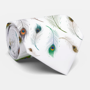 Colourful Realistic Peacock Bird Feathers Tie