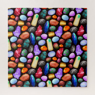Colourful Realistic Rock and Crystal Pattern Jigsaw Puzzle