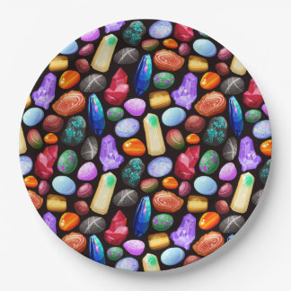 Colourful Realistic Rock and Crystal Pattern Paper Plate