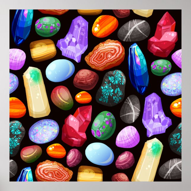 Colourful Realistic Rock and Crystal Pattern Poster (Front)
