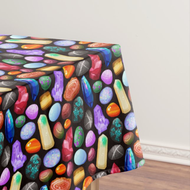 Colourful Realistic Rock and Crystal Pattern Tablecloth (In Situ)