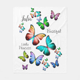Colourful Realm of Morpho Blue Rainbow Butterflies Fleece Blanket