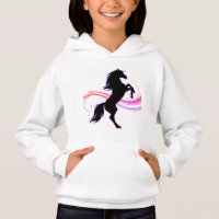 Colourful Rearing Horse Girls Pullover Hoodie