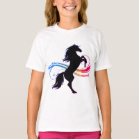 Colourful Rearing Horse Girls T-Shirt