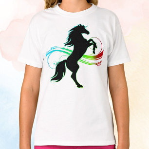 Colourful Rearing Horse Girls T-Shirt