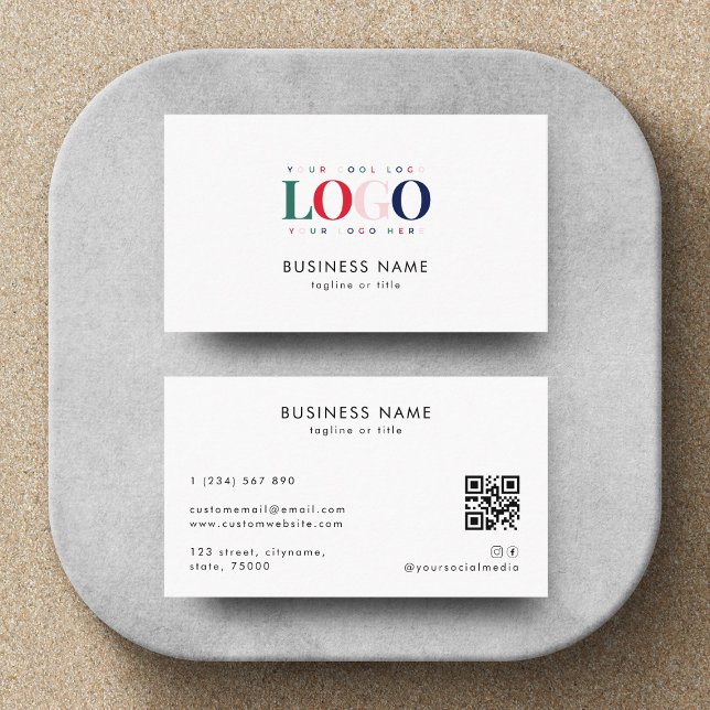 Colourful Rectangle Business Logo Qr Code Company Card (Creator Uploaded)