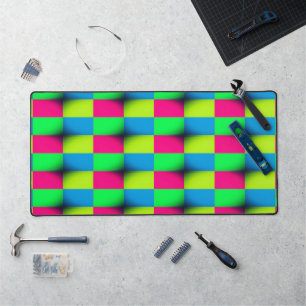 Colourful rectangle gradient blocks desk mat