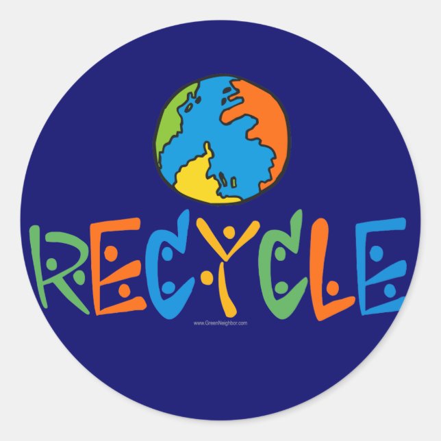 Colourful Recycling Classic Round Sticker (Front)