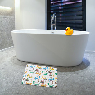 Colourful Recycling Garbage Trucks & Bins Bath Mat
