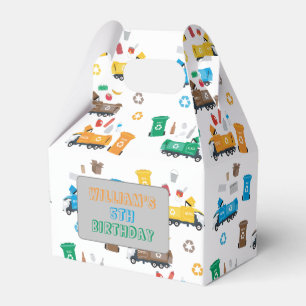 Colourful Recycling Garbage Trucks & Bins Birthday Favour Box
