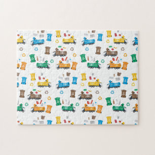 Colourful Recycling Garbage Trucks & Bins Jigsaw Puzzle