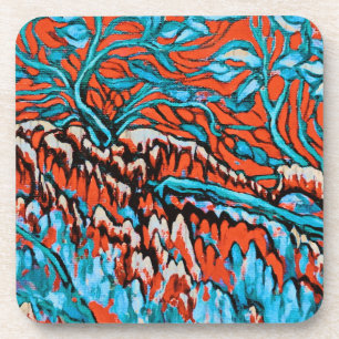 Colourful Red and Blue Magical Woodlands Coaster