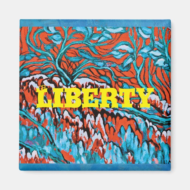 Colourful Red and Blue Magical Woodlands Magnet (Front)