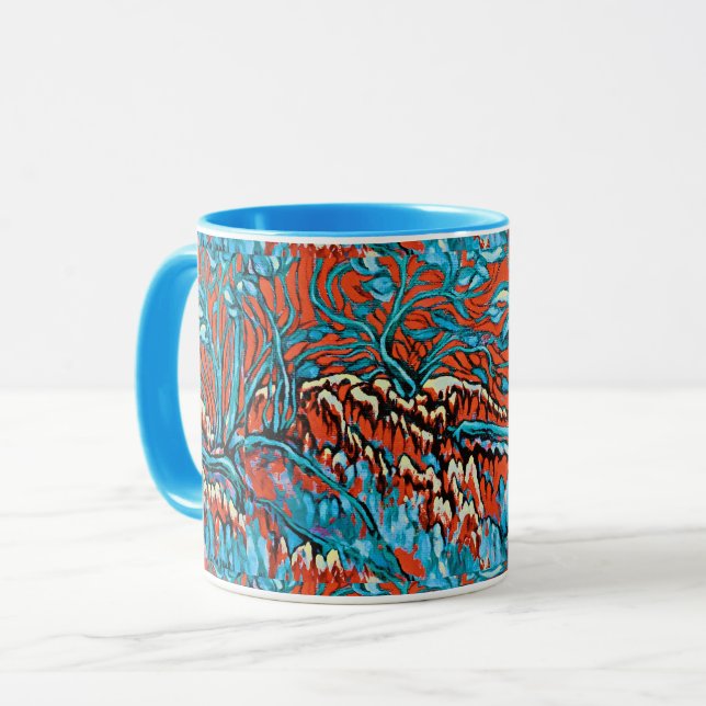 Colourful Red and Blue Magical Woodlands Mug (Front Left)