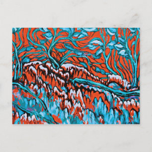 Colourful Red and Blue Magical Woodlands Postcard
