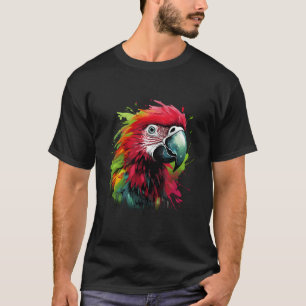 Colourful Red And Green Macaw Parrot Lover Splash  T-Shirt