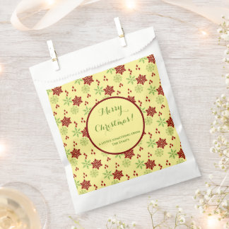 Colourful Red and Green Snowflakes Favour Bags