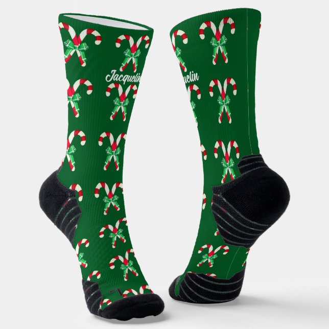 Colourful Red and White Candy Canes Socks (Angled)