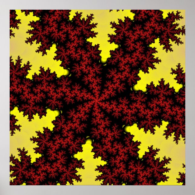 Colourful Red and Yellow Fractal Poster (Front)