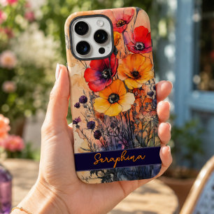 Colourful Red and Yellow Wildflower Personalised iPhone 16 Pro Max Case