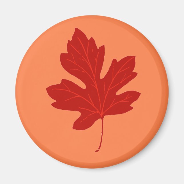 Colourful Red Autumn Leaf Magnet (Front)