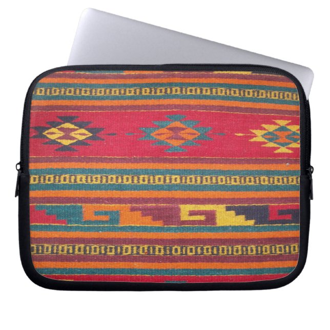 Colourful Red Aztec Pattern Laptop Sleeve (Front)