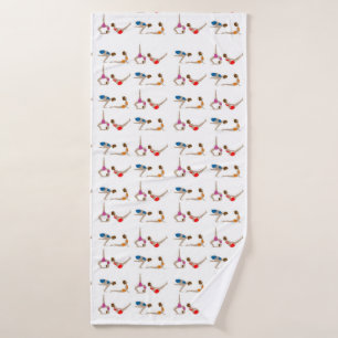 Colourful Red Blue Orange Purple Yoga Poses Towel