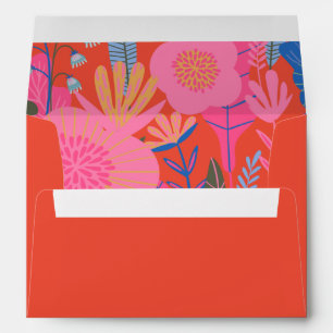 Colourful Red Boho Floral Stylish Return Address Envelope