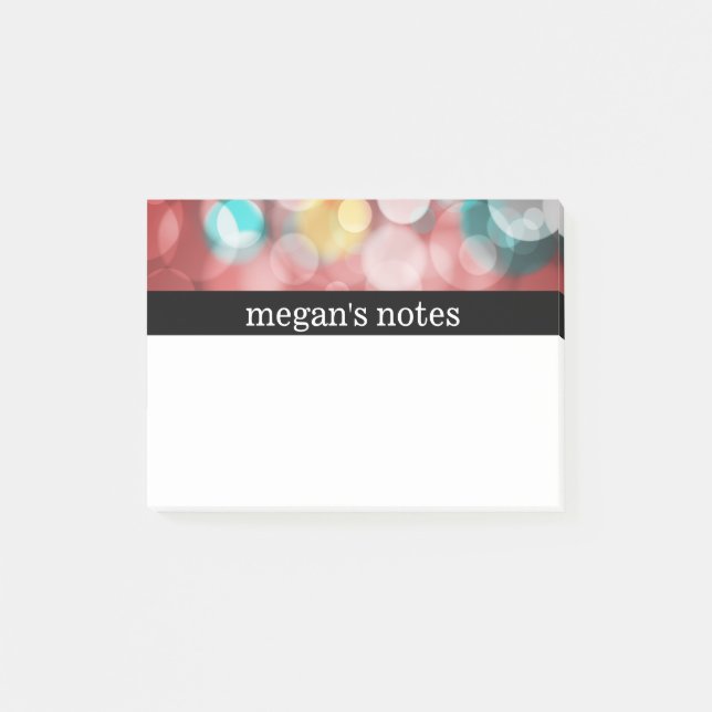 Colourful Red Bokeh Post-it Notes (Front)