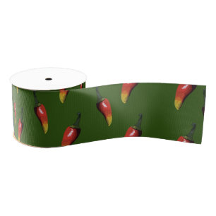 Colourful Red Chilli Peppers Grosgrain Ribbon