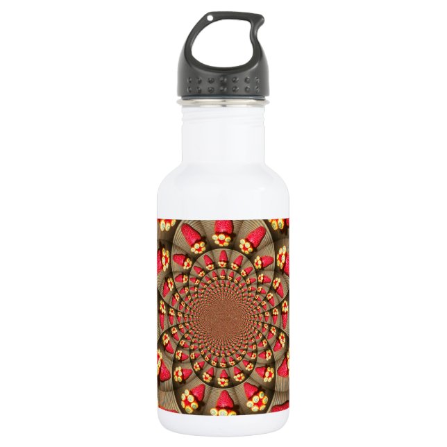 Colourful Red Delight: Strawberry Kaleidoscope Art 532 Ml Water Bottle (Front)