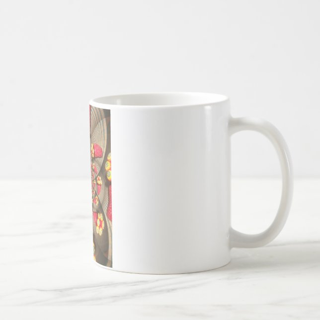 Colourful Red Delight: Strawberry Kaleidoscope Art Coffee Mug (Right)