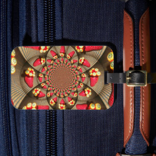 Colourful Red Delight: Strawberry Kaleidoscope Art Luggage Tag