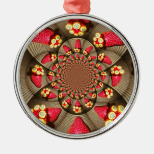 Colourful Red Delight: Strawberry Kaleidoscope Art Metal Tree Decoration