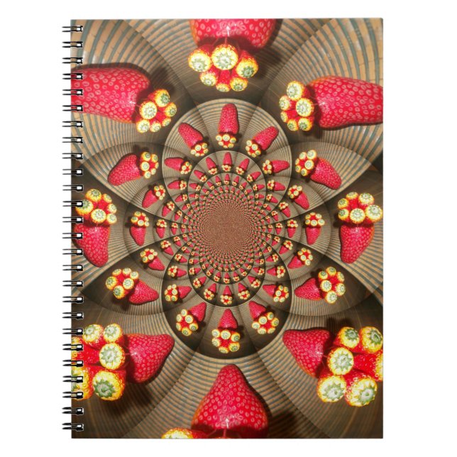 Colourful Red Delight: Strawberry Kaleidoscope Art Notebook (Front)