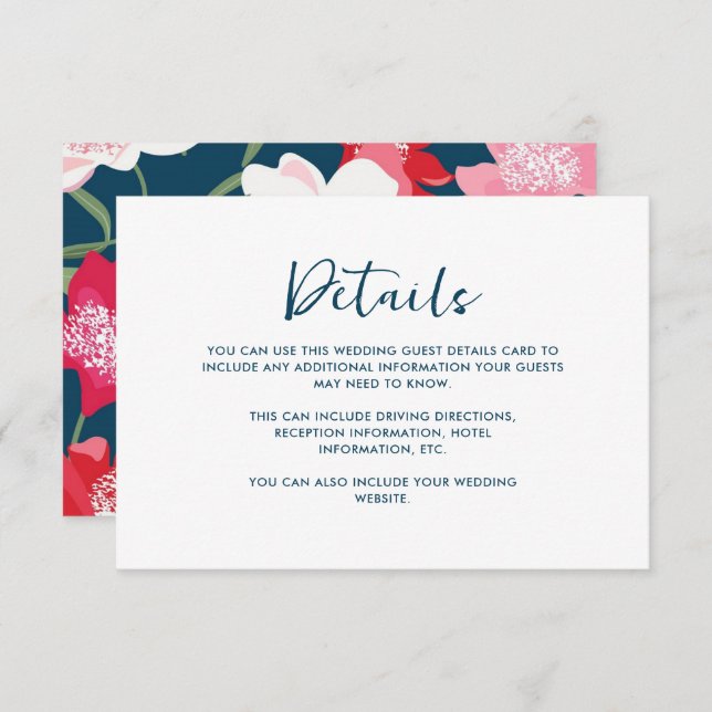 Colourful Red Floral Wedding Guest Detail Blue (Front/Back)