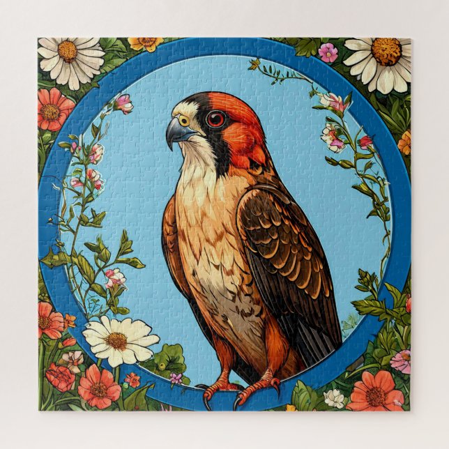 Colourful Red-footed falcon Bird Jigsaw Puzzle (Vertical)