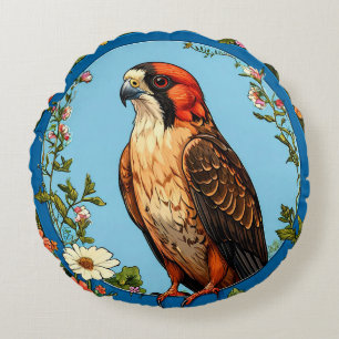 Colourful Red-footed falcon Bird Wildlife Raptor Round Cushion