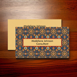 Colourful Red Gold Blue Tribal Circles Geometric Business Card