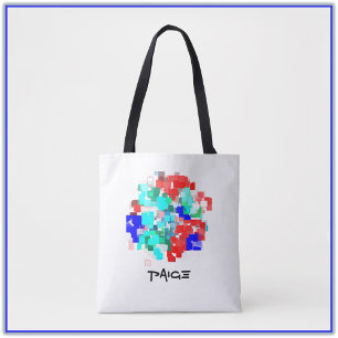Colourful Red Green and Aqua Abstract  Tote Bag