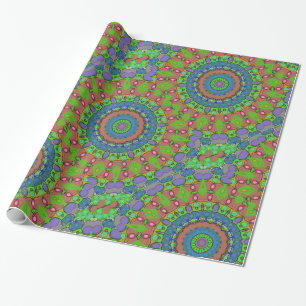 Colourful Red Green Blue Purple Holiday Circles Wrapping Paper