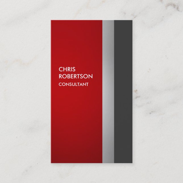 Colourful Red Grey Modern Vertical Business Card (Front)