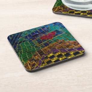 Colourful Red Heart Mosaic Coaster