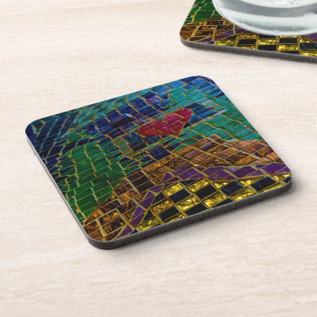 Colourful Red Heart Mosaic Coaster (Left Side)