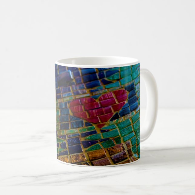 Colourful Red Heart Mosaic Coffee Mug (Front Right)