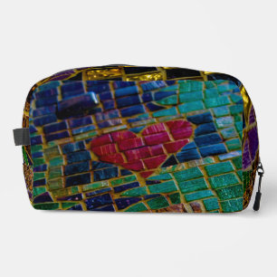 Colourful Red Heart Mosaic Dopp Kit
