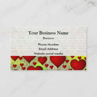 Colourful red heart pattern business card