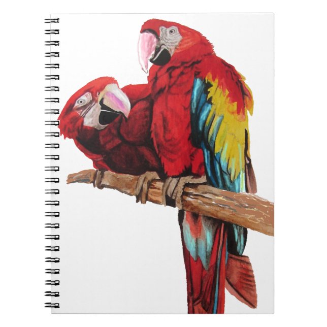 Colourful Red Macaw Watercolor Painting Design Notebook (Front)