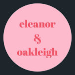 Colourful Red Pink Modern Simple Wedding Custom  Classic Round Sticker<br><div class="desc">Add a fun, personalised touch to your event or gift packaging with these custom stickers featuring bold, modern typography and a vibrant pink and red colour scheme. Perfect for weddings, bridal showers, or any celebration that calls for a playful yet chic accent, these stickers will leave a lasting impression on...</div>